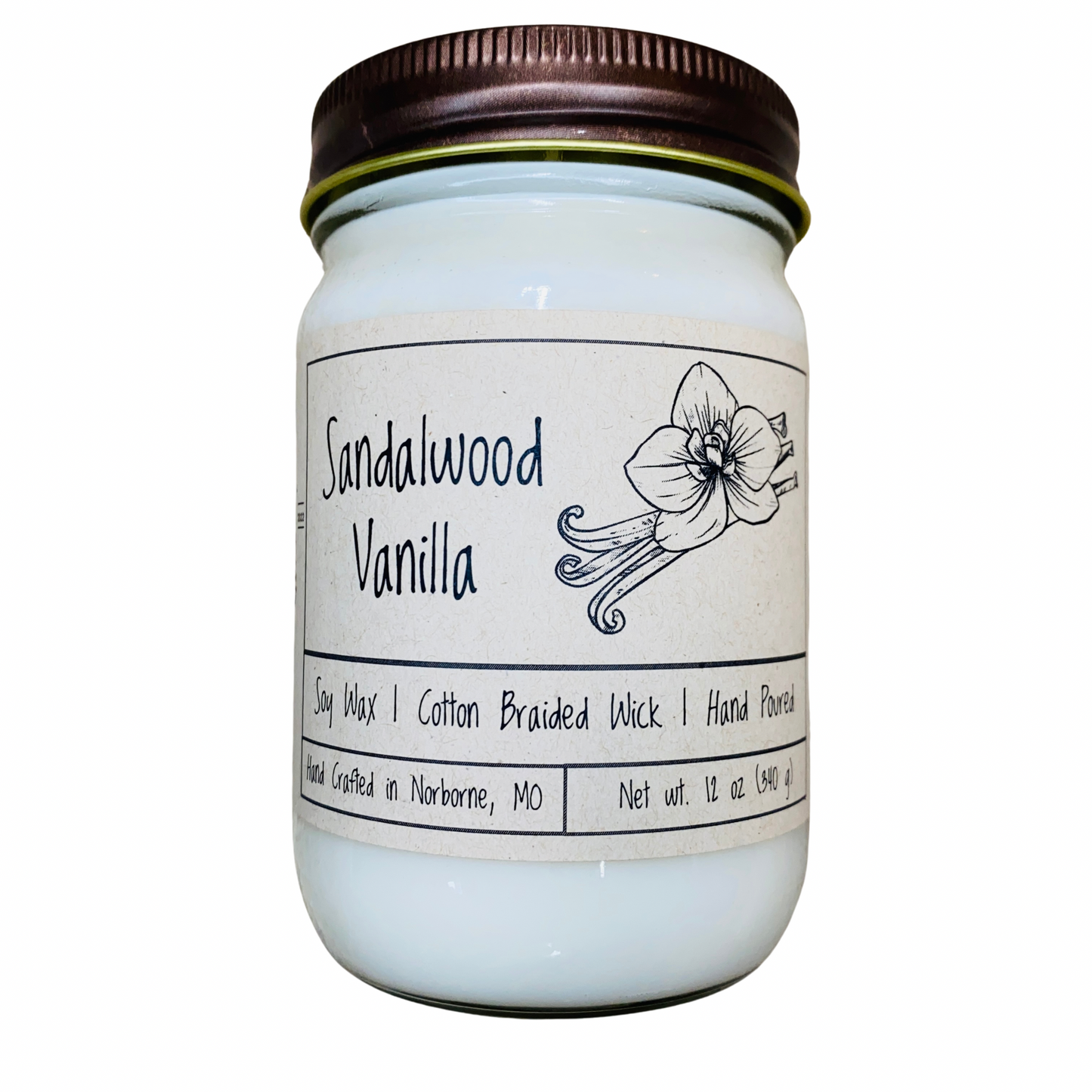 Sandalwood Vanilla | Hand Poured Scented Soy Candle