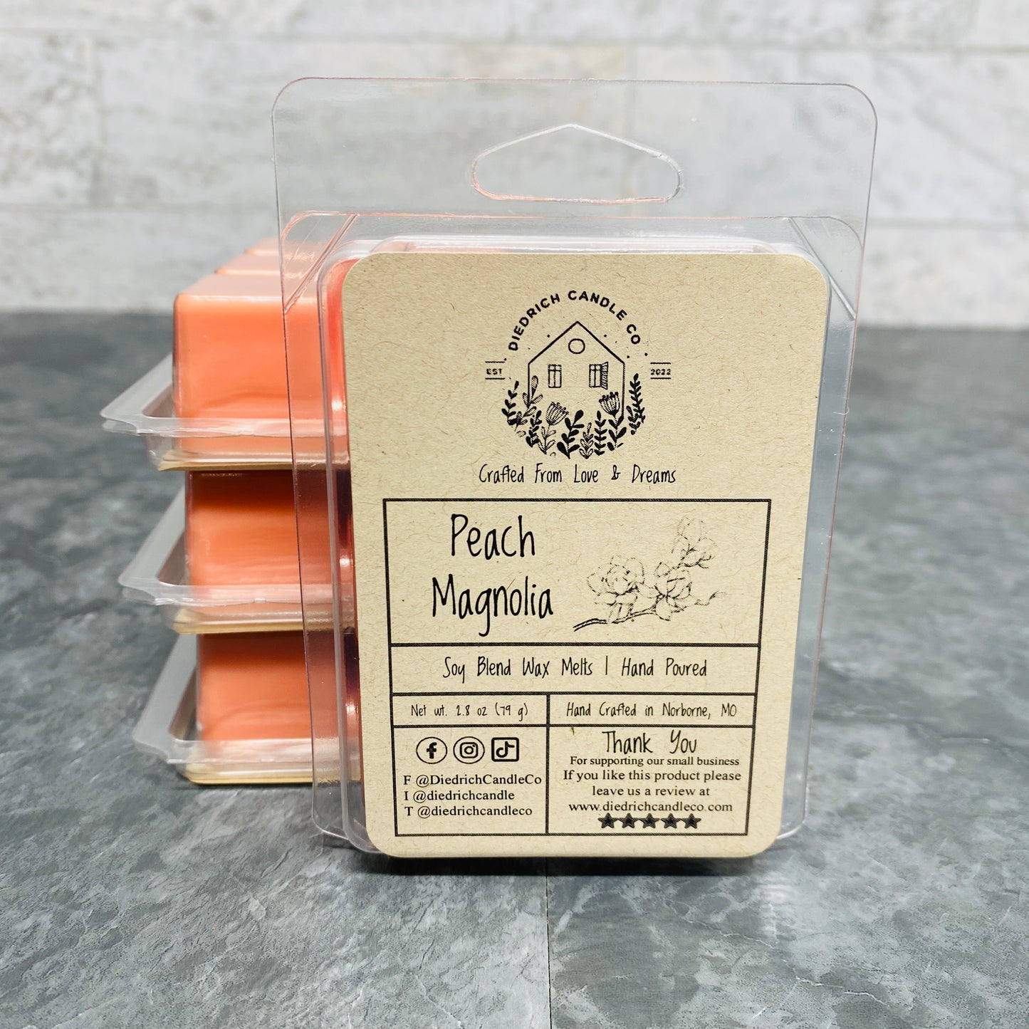 Peach Magnolia | Hand Poured Scented Soy Wax Melt