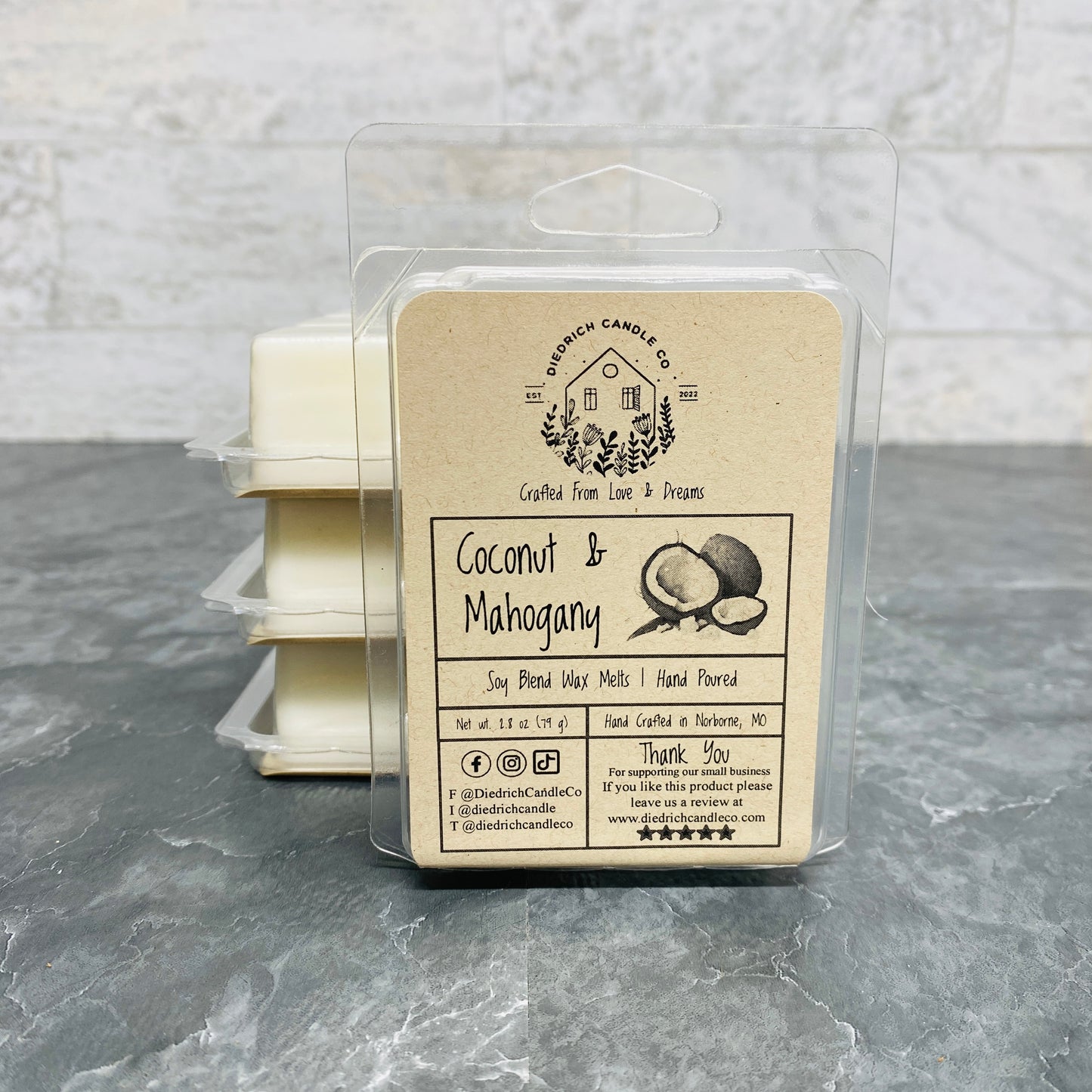 Coconut & Mahogany | Hand Poured Scented Soy Wax Melt